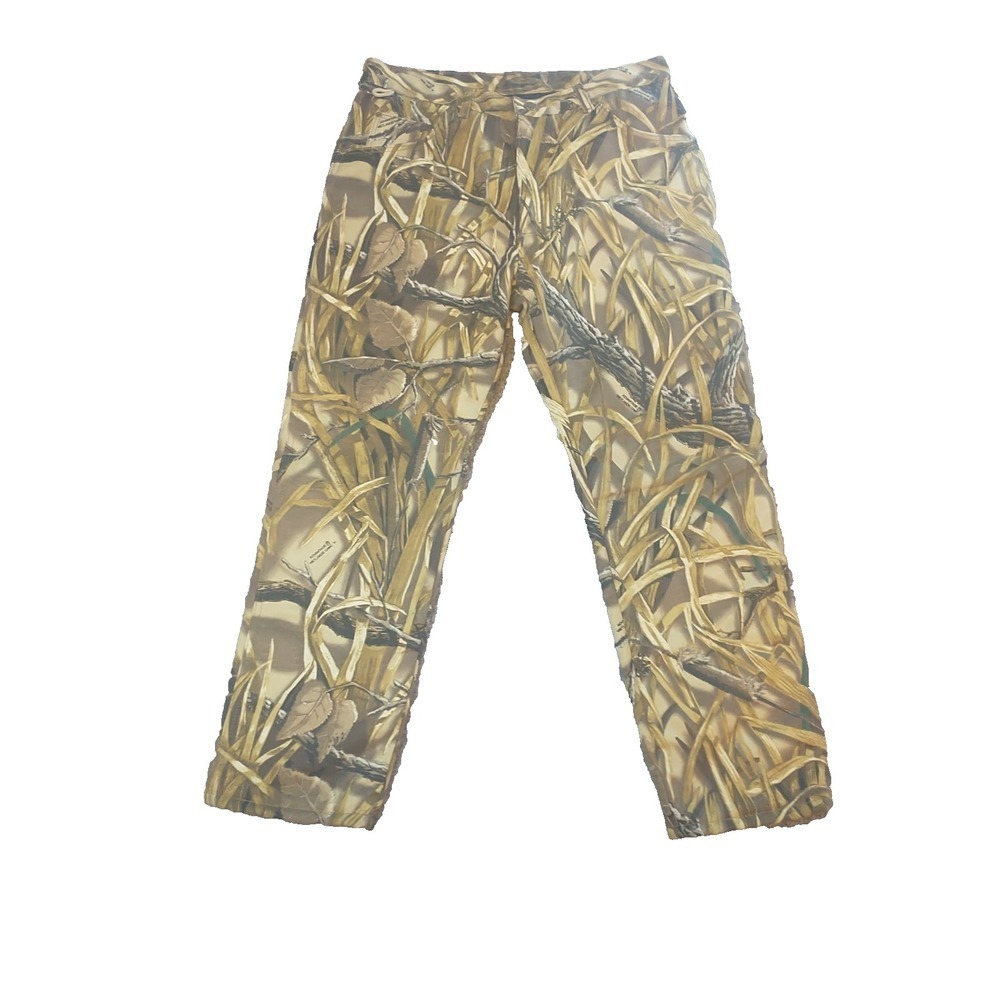 Advantage Wetlands Camo Mens Hunting Pants 34x29 Cotton Straight Leg Brown Tan